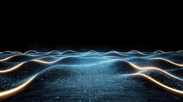 3d rendering of waves on a black background photo