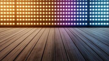 A room with many colored lights on the wall photo