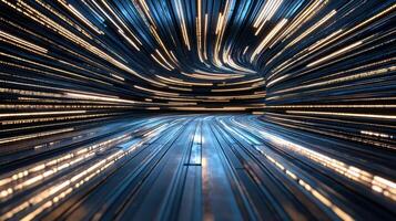 Abstract motion blur of light in a tunnel photo