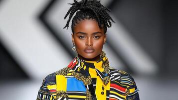A model with braids on the runway photo