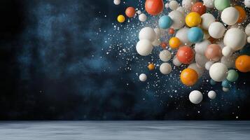 Colorful pills floating in the air photo