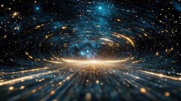 A tunnel with stars and light photo