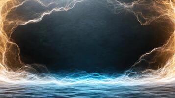 Lightning storm over the ocean photo
