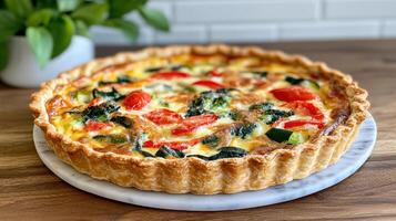 A quiche on a plate photo