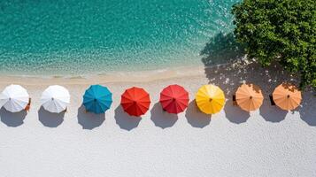 Colorful umbrellas on a beach photo