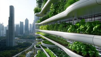 The city of the future is green and full of plants photo