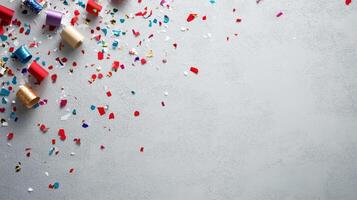 Colorful confetti on a gray background photo