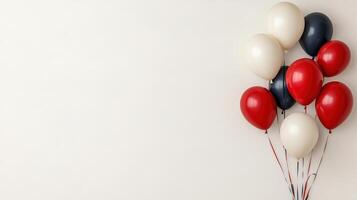 Red, white and blue balloons on a white background photo