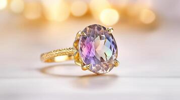Golden Ornate Setting for a Brilliant Gem photo