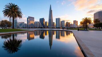 San francisco skyline at sunset photo