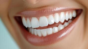 A close up of a woman's smile with white teeth photo