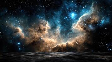 The nebula in space with stars and clouds photo