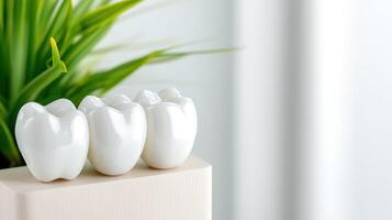 A toothbrush and toothpaste on a wooden block photo