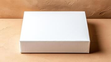 White box on brown background photo