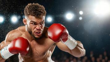 A man in boxing gloves is fighting photo