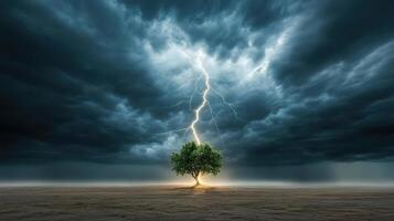 A tree with lightning coming out of it photo
