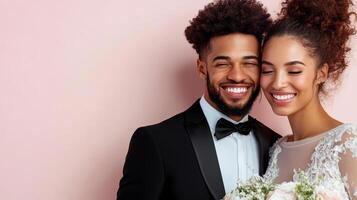 A smiling couple in formal attire photo