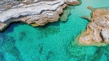 An aerial view of the turquoise waters of the sea photo