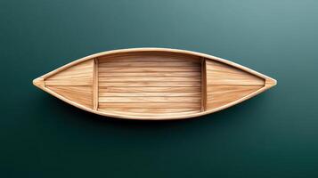 A wooden boat on a green background photo
