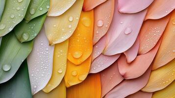 A close up of colorful leaves with water droplets photo