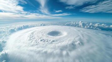 A large white cloud is seen from above photo