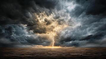 A stormy sky with a lightning bolt coming out of it photo