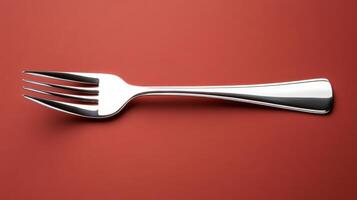 Fork on red background 3d render photo