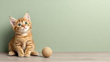 A small orange tabby cat sitting next to a large egg photo