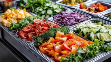 A buffet with many different types of vegetables photo