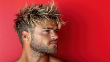 A man with a mohawk and spiky hair photo