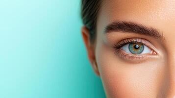 A woman's eye with a blue background photo