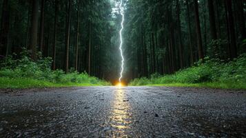 Lightning bolt in the forest photo