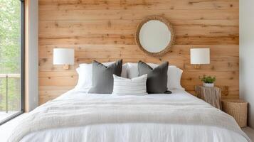 Cozy rustic bedroom with natural materials and serene atmosphere photo