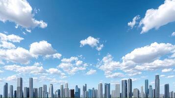 A city skyline with clouds and blue sky photo