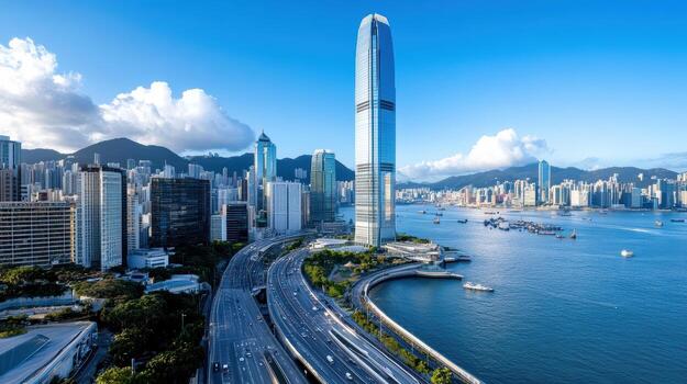 Hong kong skyline with hong kong skyline skyline photo
