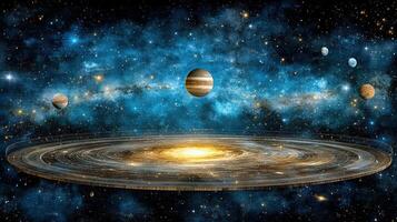An image of the solar system with planets and sun photo