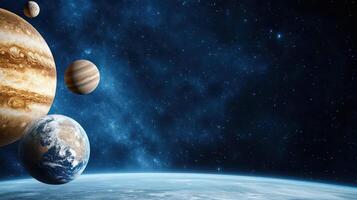 stunning view of Earth with surrounding planets in space photo