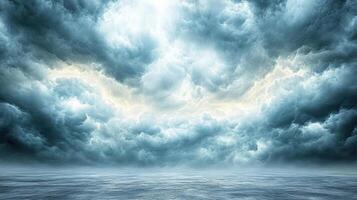close up of storm clouds with sunlight peeking through, creating dramatic scene photo