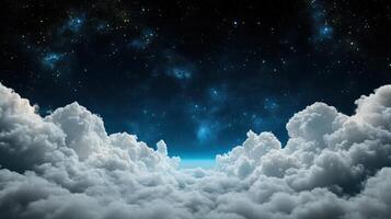 serene view of clouds under starry night sky, evoking dreams and wonder photo