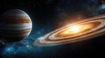 cosmic journey through solar system featuring planets and stars photo