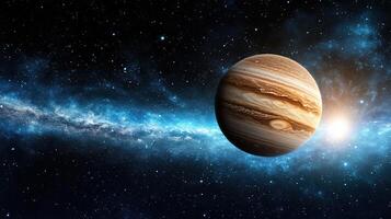 stunning cosmic landscape featuring Jupiter in starry space photo