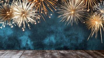 vibrant firework display lighting up night sky with bursts of color photo