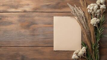 forgotten love letter on weathered table with dried flowers photo
