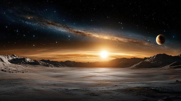 maravilloso panorámico ver de solar sistema con distante planetas y brillante Dom foto