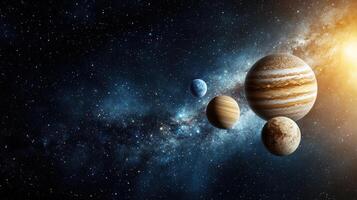 stunning view of planets in space, showcasing their unique features and colors photo