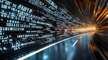 A tunnel with a lot of data on it photo