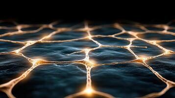A close up of a cell with glowing light photo