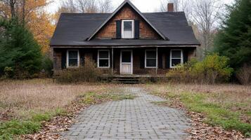 An abandoned house in the woods photo