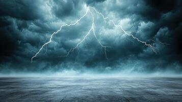 A dark and stormy sky with lightning and thunder photo