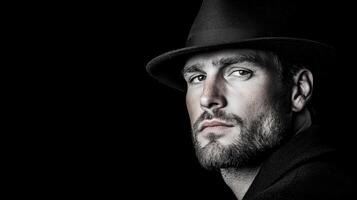 A man in a hat and black jacket photo